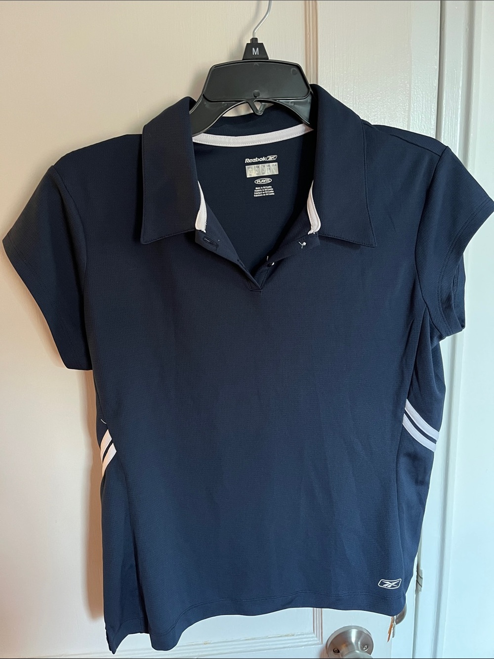 Reebok Navy Short-Sleeve Polo with White Trim